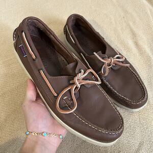 Sebago Docksides Brown Leather Deck Boat Shoes Size 10.5